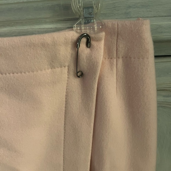 Vintage Carlisle Light Baby Pink Wool Angora Faux Wrap Safety Pin Pencil Skirt - Picture 3 of 6